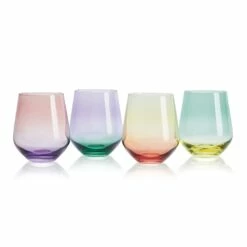 Promo ⭐ Mikasa® Chroma Set of 4 Stemless Wine Glasses 🌟