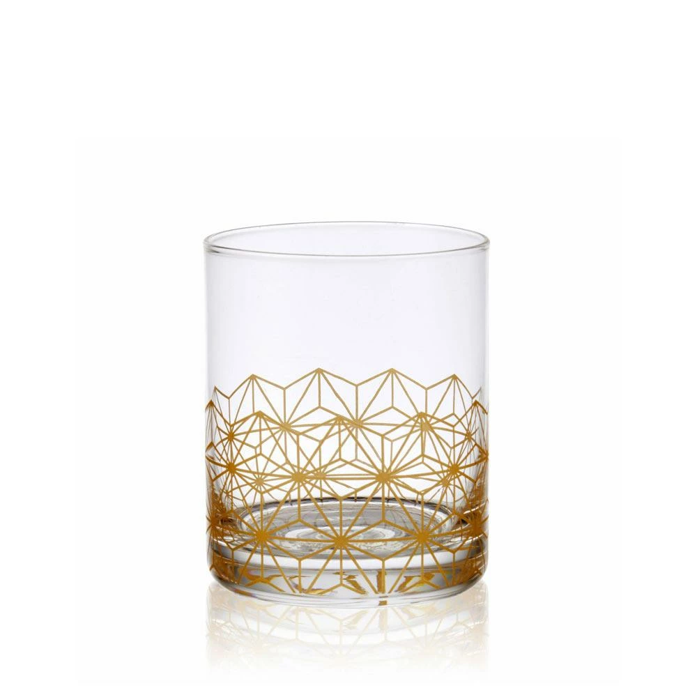 Budget 🥰 Mikasa® Art Deco Set of 4 Gold Double Old Fashioned Whiskey Glasses 😀 6 Budget 🥰 Mikasa® Art Deco Set of 4 Gold Double Old Fashioned Whiskey Glasses 😀 - Image 4