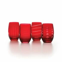 Best deal 🎉 Mikasa® Cheers® Ruby Set of 4 Stemless Wine Glasses 🔔