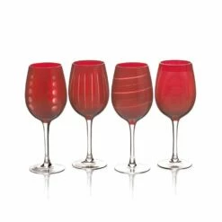 Brand new 😀 Mikasa® Cheers® Ruby Set of 4 Wine Glasses ⭐