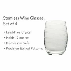 Best Pirce 🔥 Mikasa® Cheers® Set of 4 Stemless Wine Glasses 🔥 -Hot Sale barware Store cheers set of 4 stemless wine glasses 5095528 3