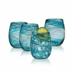 Discount 😀 Mikasa® Color Swirl Set of 4 Stemless Wine Glasses 🥰