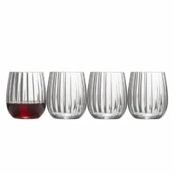 New 💯 Mikasa® Gail Optic Set of 4 Double Old Fashioned Whiskey Glasses 🎁