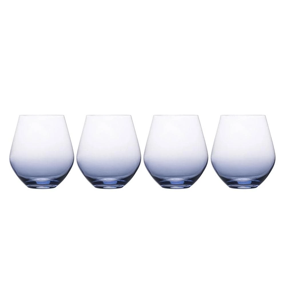 New 🥰 Mikasa® Gianna Ombre Blue Set of 4 Stemless Wine Glasses 😉 3 New 🥰 Mikasa® Gianna Ombre Blue Set of 4 Stemless Wine Glasses 😉