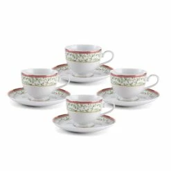 Discount 👏 Mikasa® Holiday Traditions Tea Cups and Saucers, Set of 4 🔥