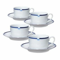 Deals 🤩 Mikasa® Jet Set Blue Set of 4 Tea Cups and Saucers 😍