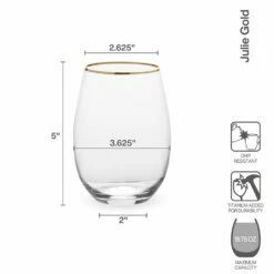 Buy 👍 Mikasa® Julie Gold Set of 4 Stemless Wine Glasses ⭐ -Hot Sale barware Store julie gold set of 4 stemless wine glasses 5289861 4