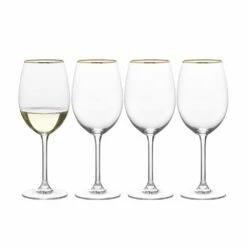Cheap 👏 Mikasa® Julie Gold Set of 4 White Wine Glasses 🌟