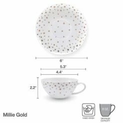 Flash Sale 👍 Mikasa® Millie Gold Set of 4 Cups and Saucers 😀 -Hot Sale barware Store millie gold set of 4 cups and saucers 5289326 4
