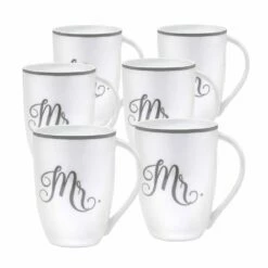 Outlet ❤️ Mikasa® Set of 6 Mr Platinum Mugs ⭐