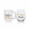 Wholesale ⭐ Mikasa® Double Wall Mug and Stemless Wine Glass Set of 2, Work Sentiment 👍 -Hot Sale barware Store stemless set of 2 work wine glass and glass mug 5281856 1