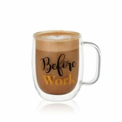 Wholesale ⭐ Mikasa® Double Wall Mug and Stemless Wine Glass Set of 2, Work Sentiment 👍 -Hot Sale barware Store stemless set of 2 work wine glass and glass mug 5281856 3