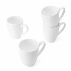 Best Pirce ✔️ Mikasa® Trellis White Set of 4 Mugs 🥰 -Hot Sale barware Store trellis white set of 4 mugs K45216694 1