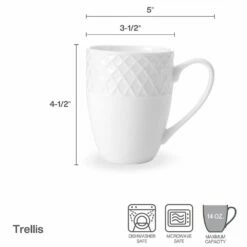 Best Pirce ✔️ Mikasa® Trellis White Set of 4 Mugs 🥰 -Hot Sale barware Store trellis white set of 4 mugs K45216694 3